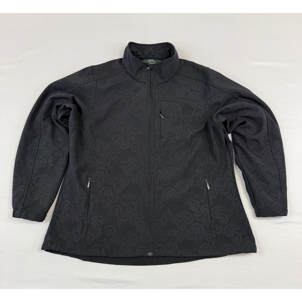 Woolrich‎ Womens 2XL Black Softshell Fleece Lined Full Zip Jacket 15230 Swirl